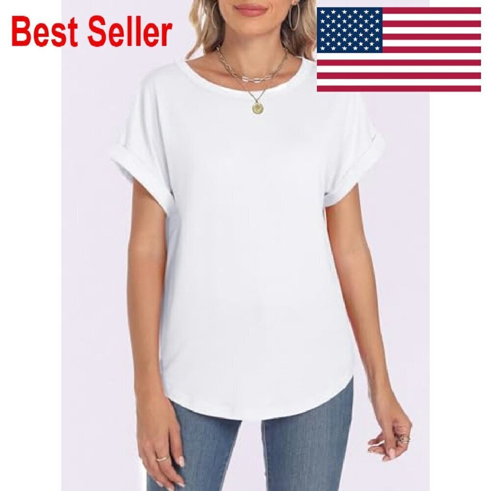 Oversized Short Sleeve Tee Summer Casual Loose Fit Basic Top Chic Minimal - Picture 3 of 8